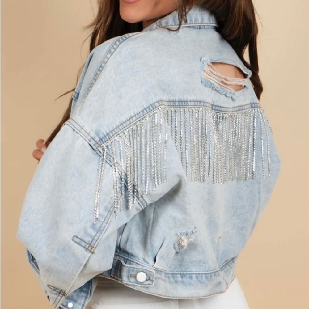 Denim Jacket w Silver Fringe